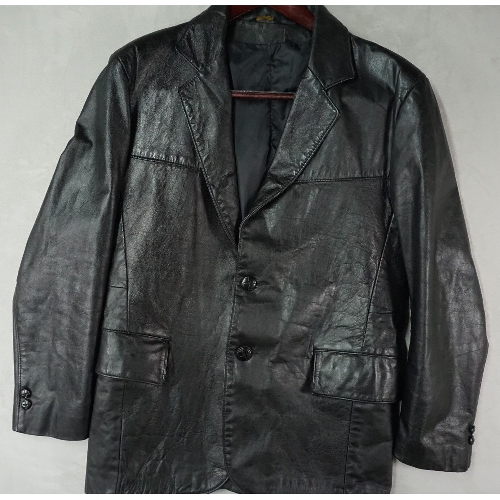 Vintage Sears The Leather Shop Black Leather Jacket Mens 40S 70s VTG USA